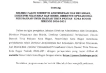 Seleksi Terbuka Calon Tiga Direksi Perumda Tirta Pakuan